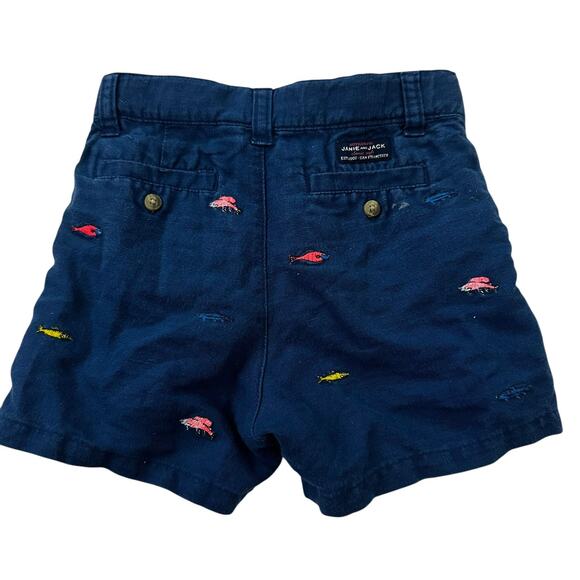 Janie & Jack Blue Linen Blend Chino Shorts Baby Boy Size 18-24 Months | 44-17 - Picture 2 of 5